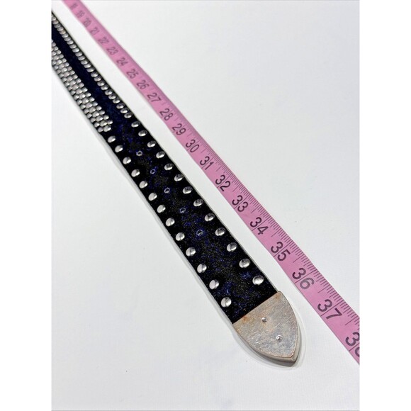 Genuine Leather Gray Croc Embossed Jeweled Rhinestones Western Belt Women’s S - Picture 15 of 16